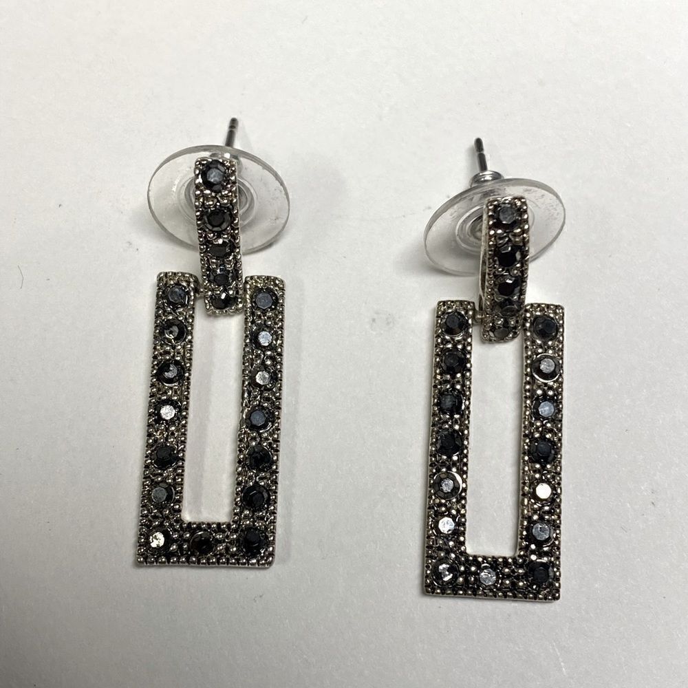 Vintage Marcasite Rectangle Drop Earrings